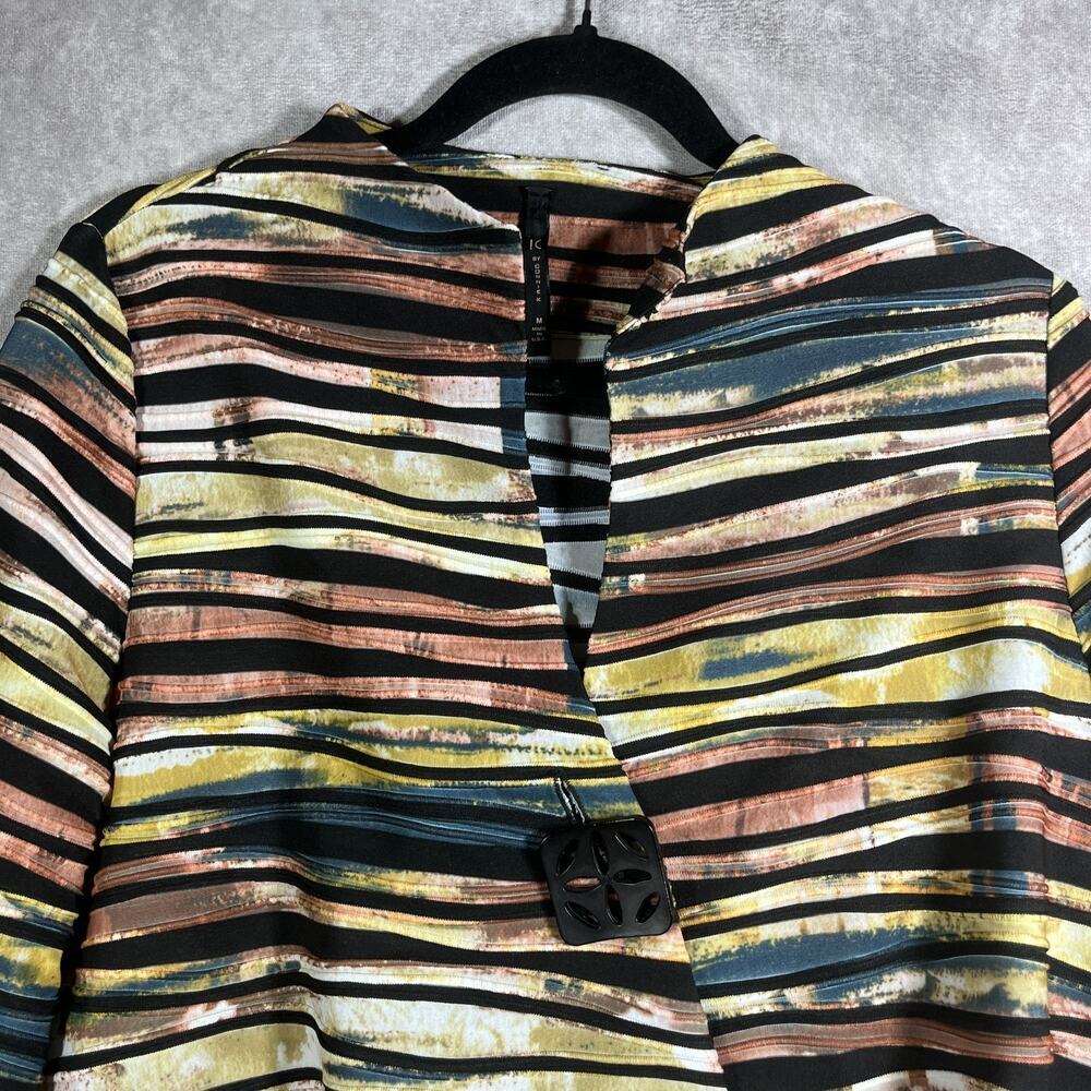 IC by Connie K Jacket Womens Medium Asymmetrical Striped Artsy Mature Career USA - Picture 2 of 8